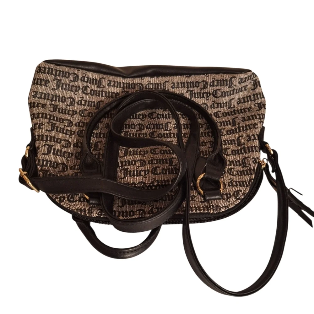 Juicy Couture Black and Gray Satchel Y2K Pop Culture Bubble Gum Repeated Logo